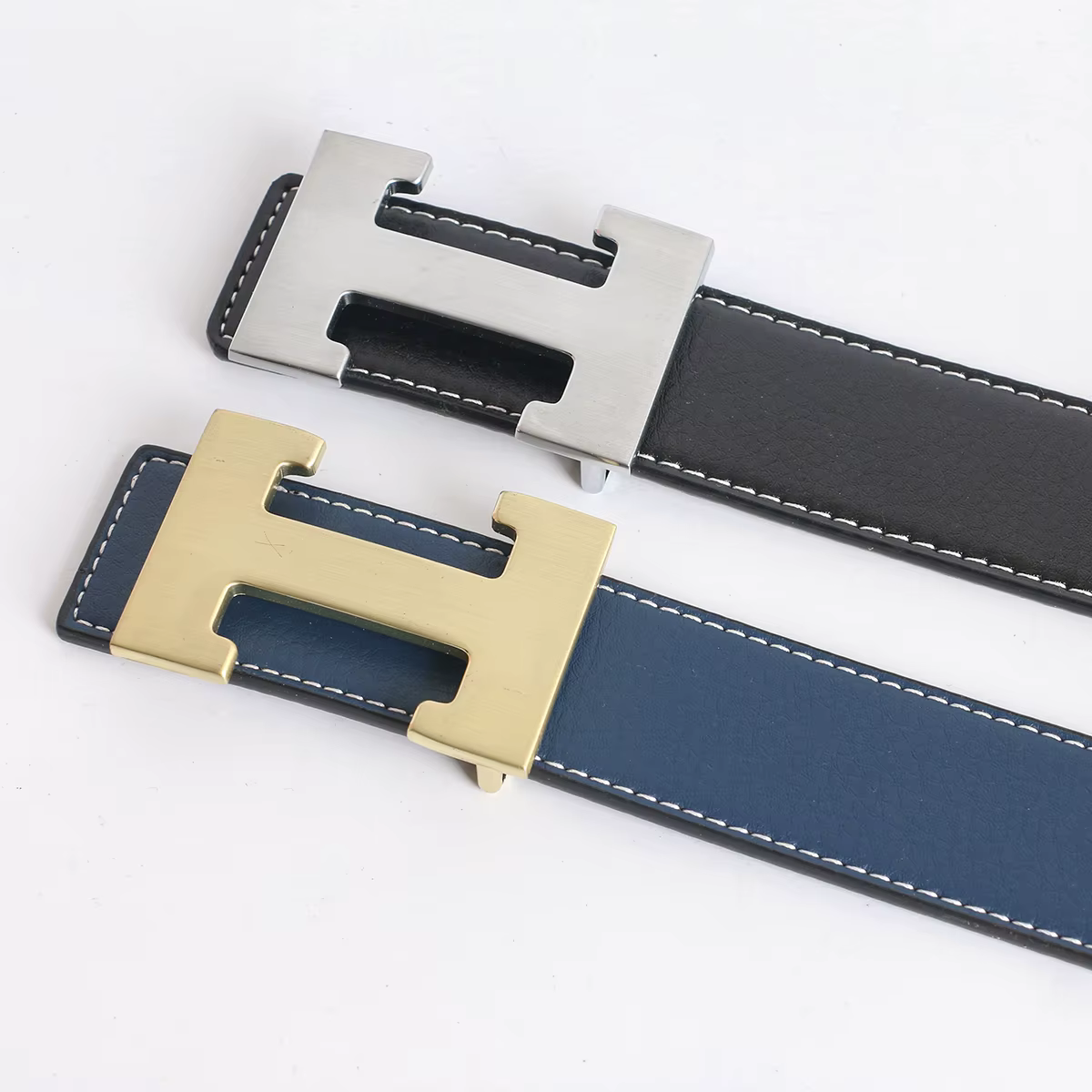 Vintage luxe marque de créateur taille H ceinture hommes haute qualité femmes véritable robe en cuir