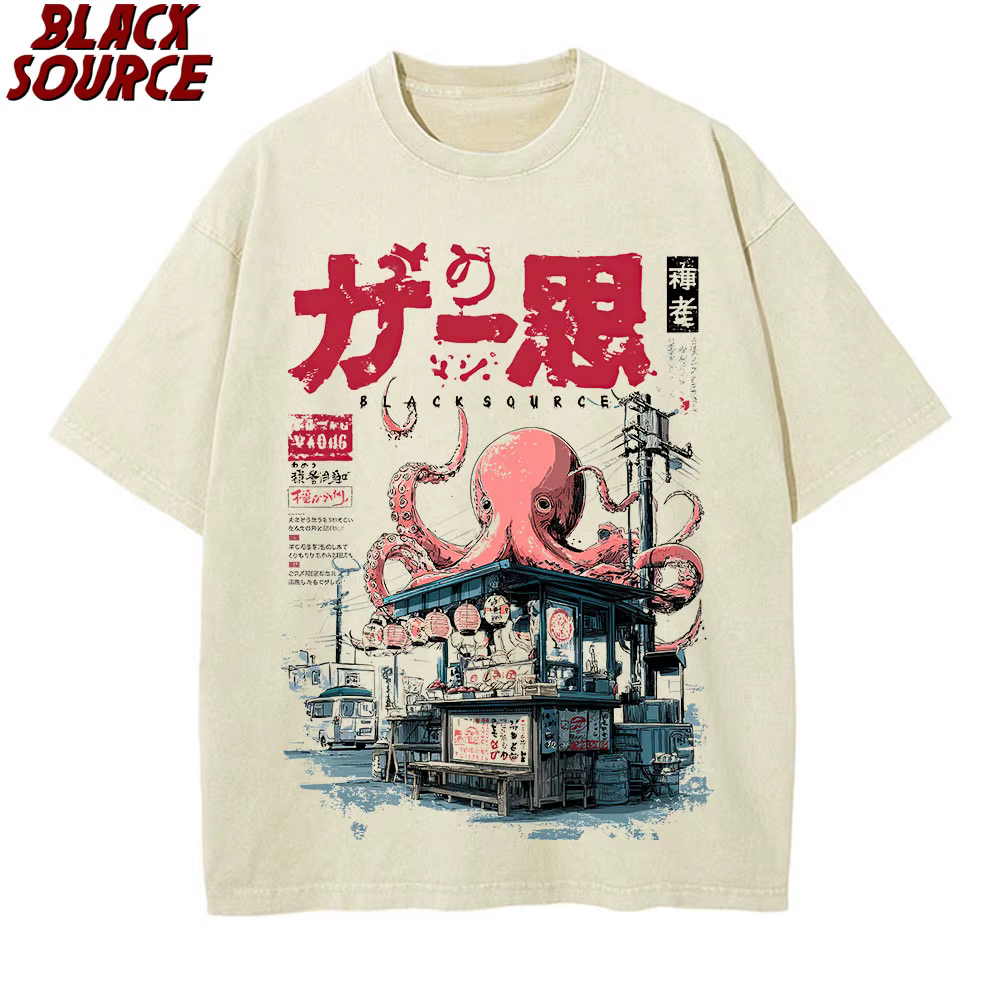 T176 T-shirt Takoyaki japonais avec boules de poulpe t-shirts graphiques pour les amateurs de nourri