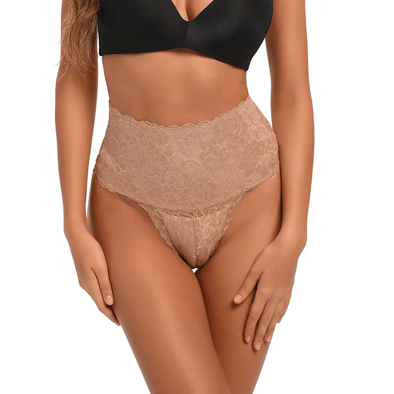 Culotte Taille Haute en Dentelle pour Femme, Sous-vêtement Sexy, Respirant, Ventre pio, Levage des F