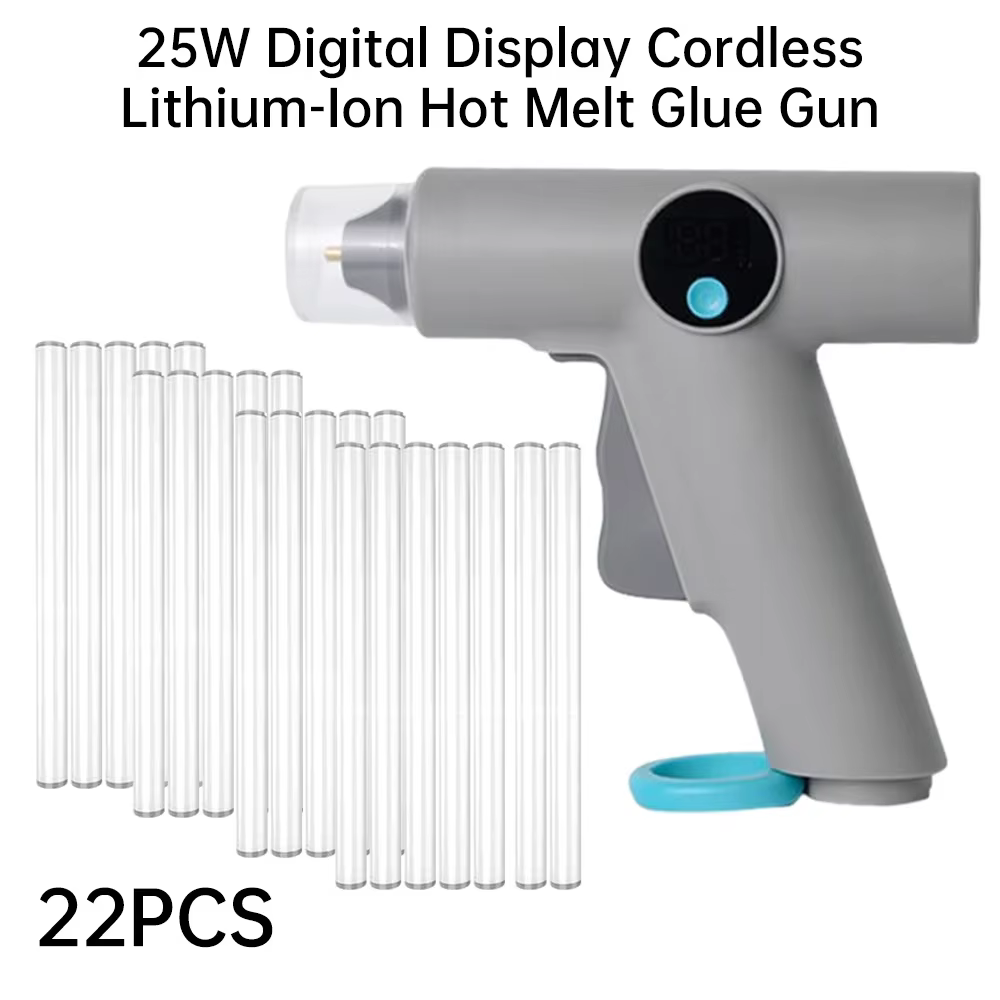 Pistolet à colle thermofusible sans fil 25W, avec lumière LED et support, batterie 2500mAh, charge r