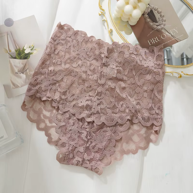 Culottes sexy en dentelle taille haute pour femmes, sous-vêtements respirants, sous-vêtements fémini
