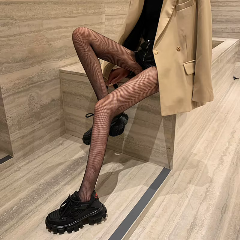 Collants résille en maille pour femmes, collants, bas, bonneterie, tambour, con, maigre, filet de po