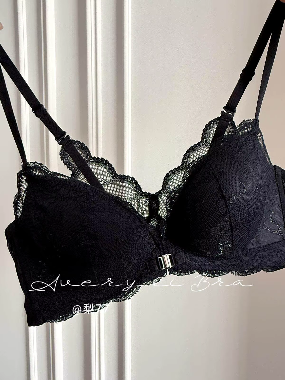 Soutien-gorge bandeau push-up pour femmes, à fermeture avant, pour petites poitrines, en dentelle fr