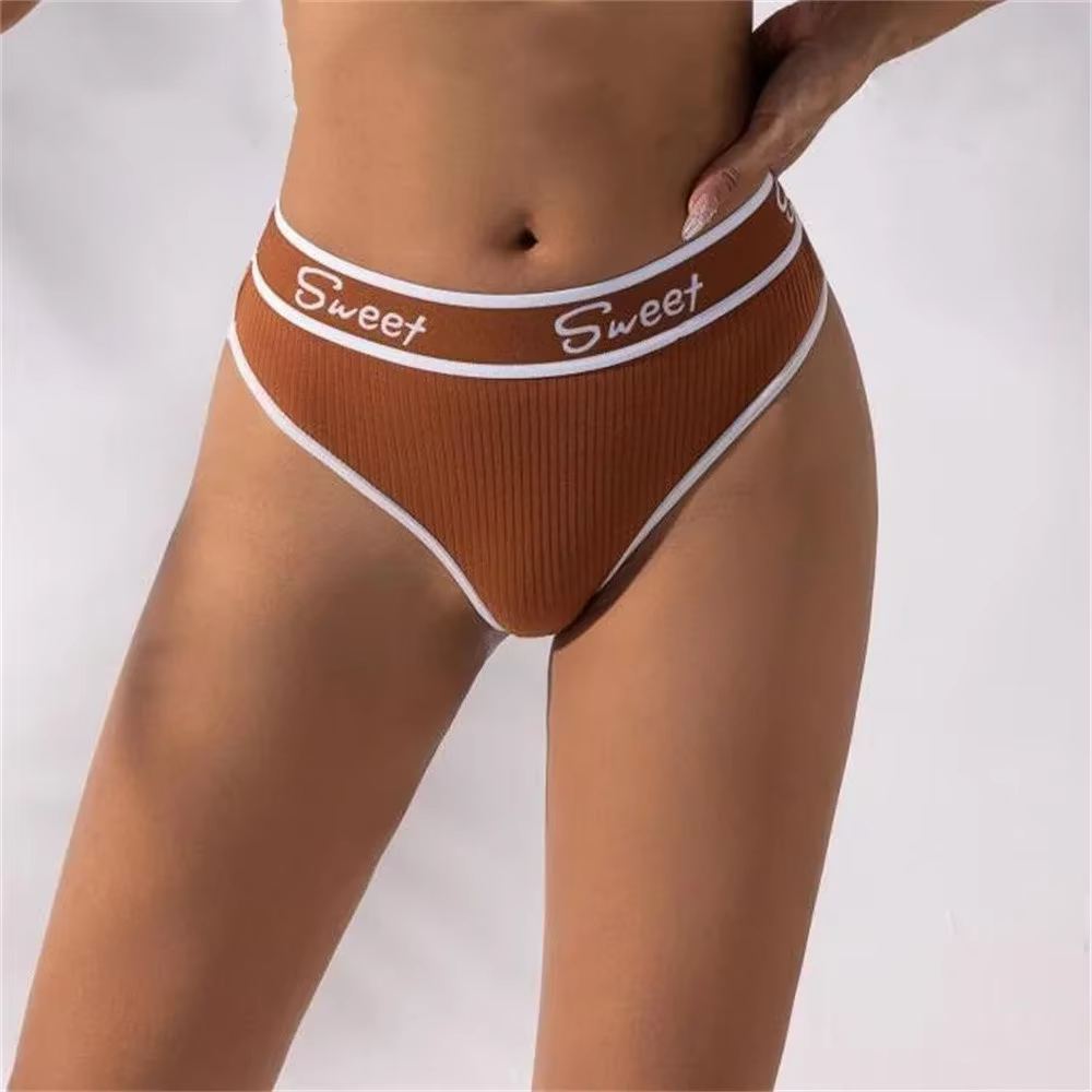 String de sport confortable sans couture pour femme, culotte tanga, sous-vêtement de fitness, taille