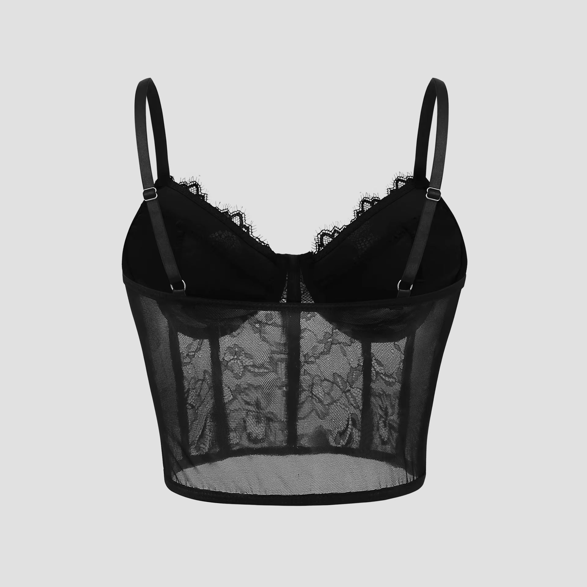 Soutien-gorge push up en maille semi-transparente pour femme, bustier tubulaire, corset noir sexy, b