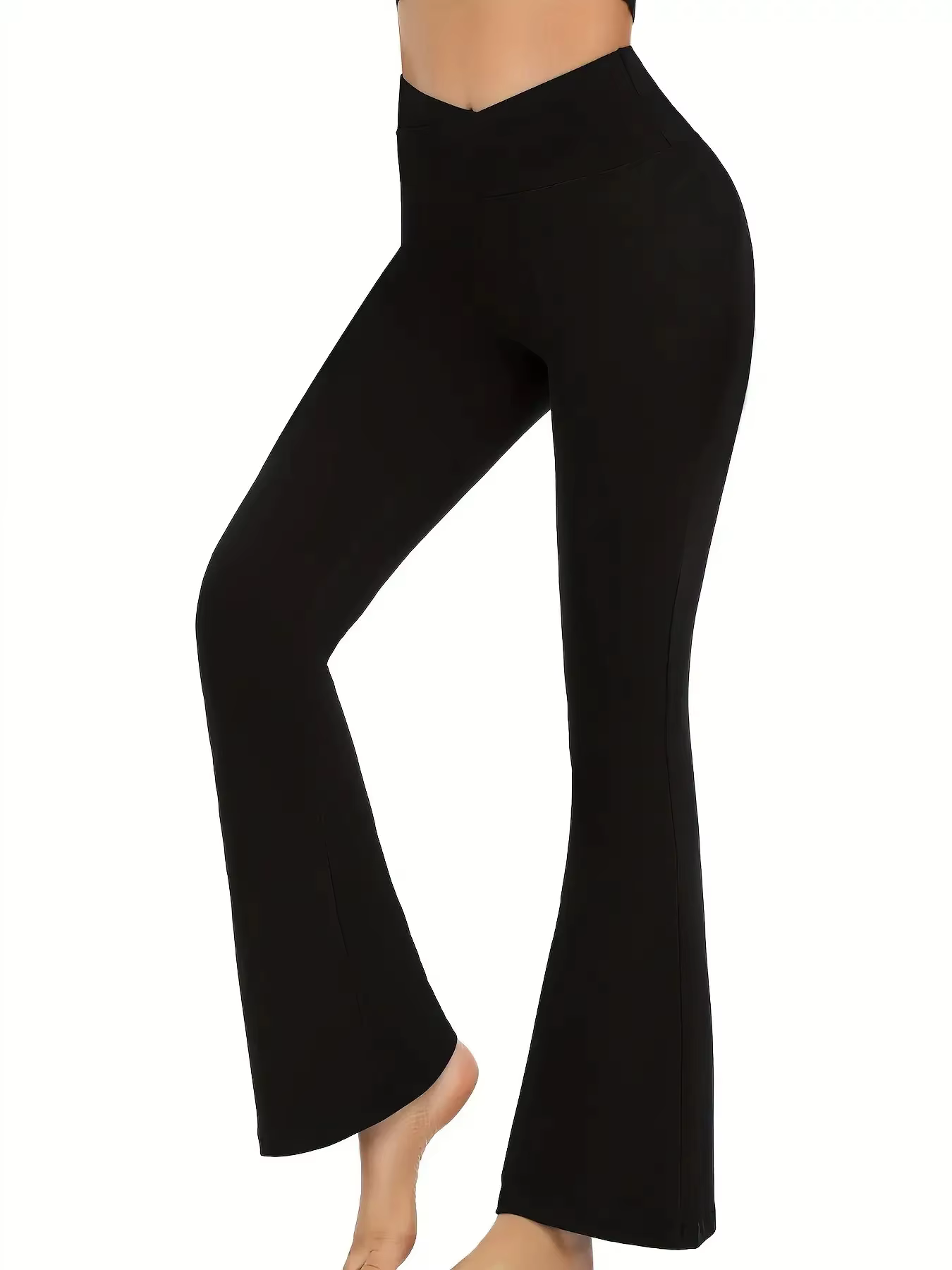 TUNIControl-Leggings évasés croisés pour femmes, pantalons de yoga, bas à cloche, taille haute, V, B