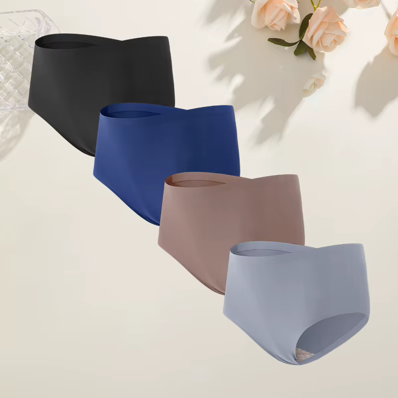 4 pièces/ensemble sans couture taille haute culottes pour femmes Sexy couleur unie haute élastique c