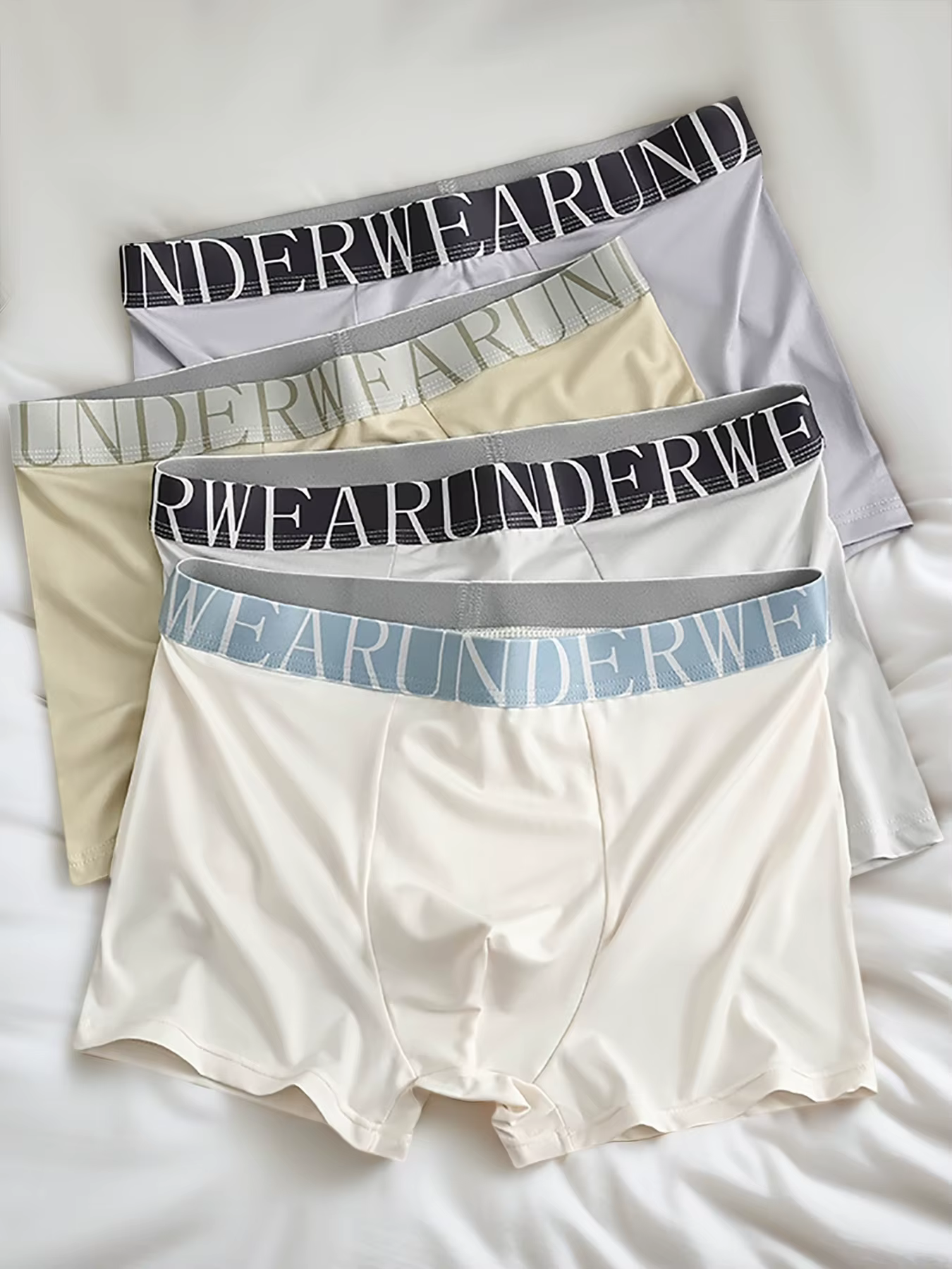 4 slips pour hommes de couleurs simples, doux, confortables, respirants et adaptés aux sports décont
