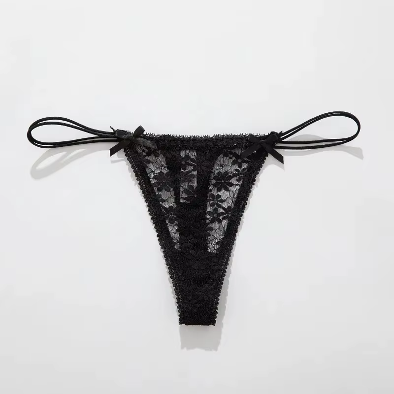 Culottes en dentelle à nœud sexy, lingerie féminine, sous-vêtements unis pour le quotidien et la mai