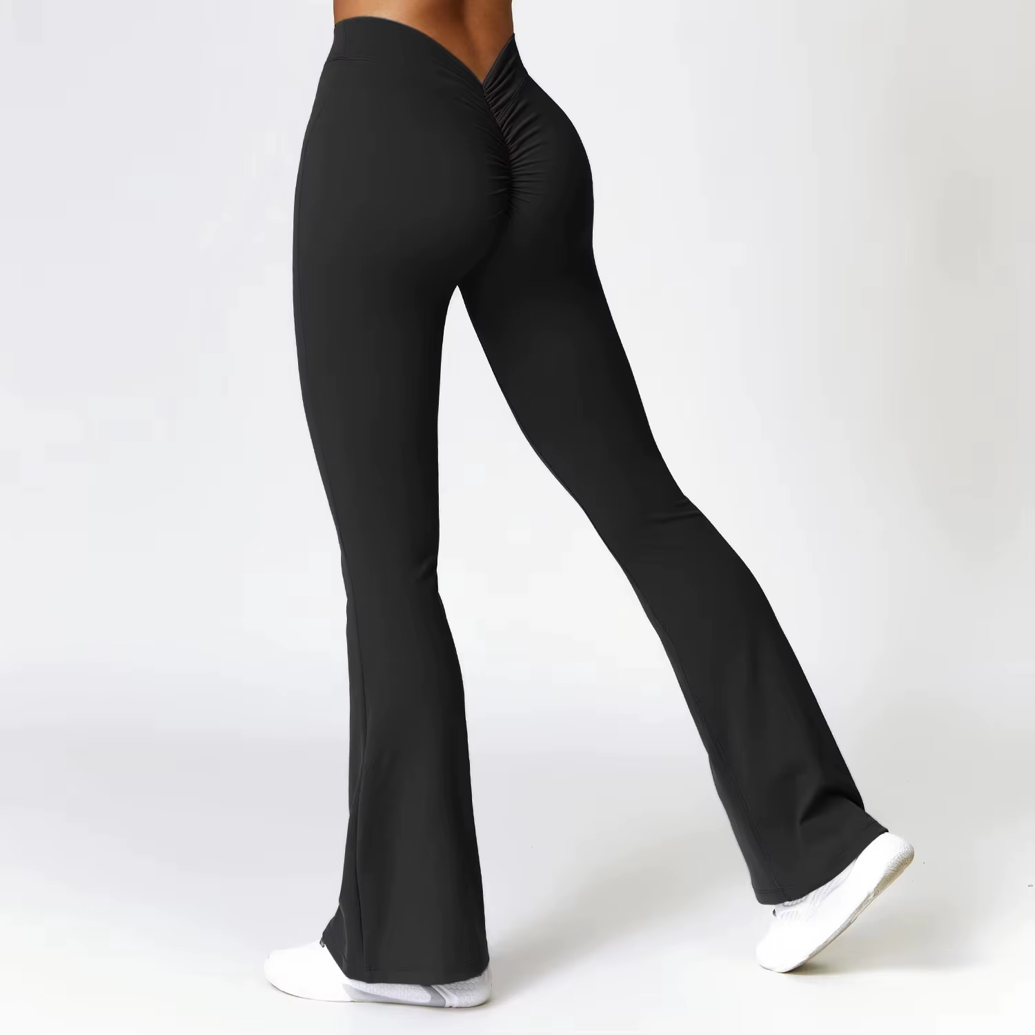 Pantalon évasé taille haute pour femme, leggings évasés, pantalon large, hanche en forme de V, yoga,