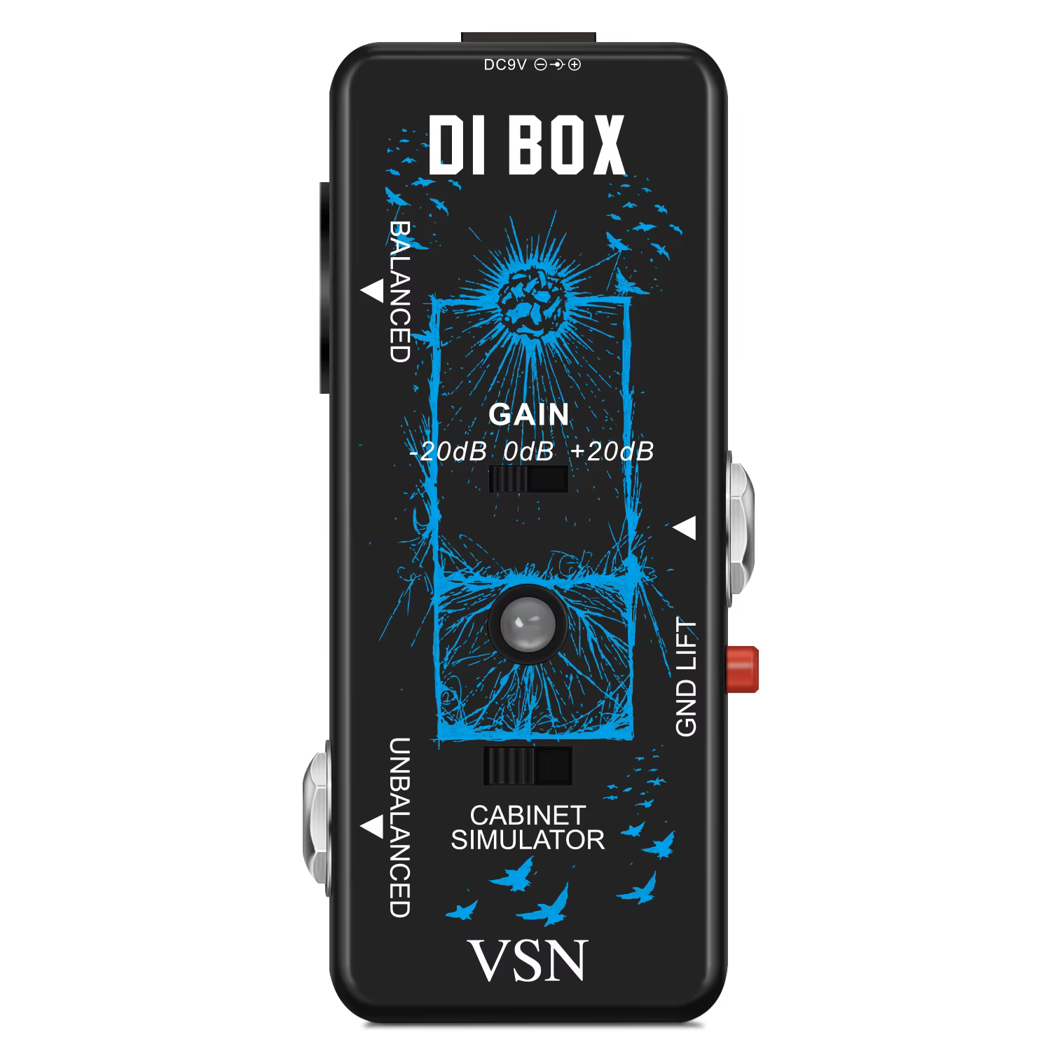 Boîtier de direct DI multifonctionnel VSN Mini pour pédale de guitare avec contrôle de gain, simulat