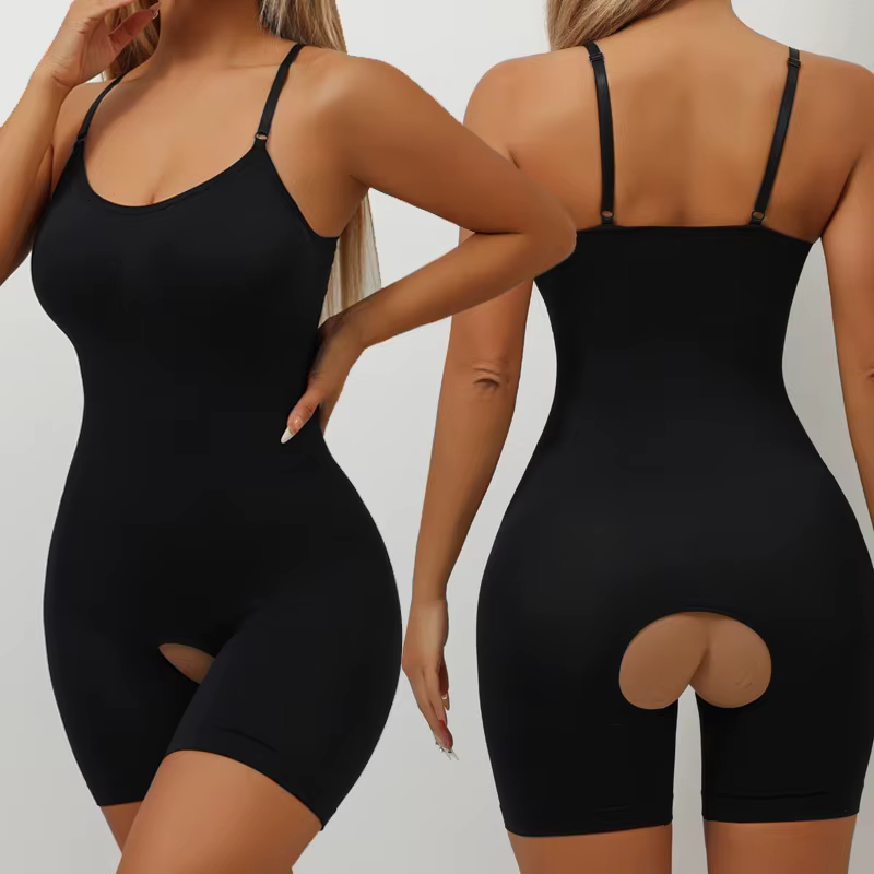 Body sculptant pour femme, contrôle du ventre, gainant intégral sans couture, short à entrejambe ouv