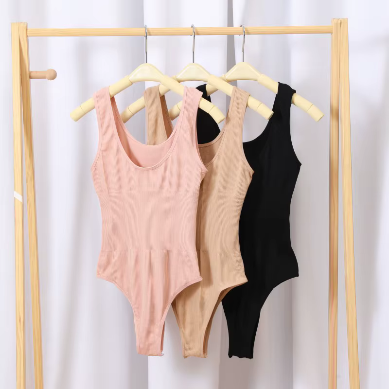 Body débardeur sans couture côtelé sans armatures pour femme, extensible, gainant, confortable pour
