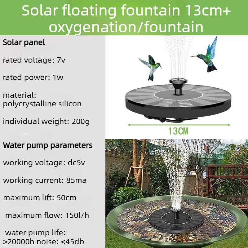 Pompe à eau solaire d'extérieur avec 6 buses, fontaine pour bain d'oiseaux, pour cour, jardin, pisci
