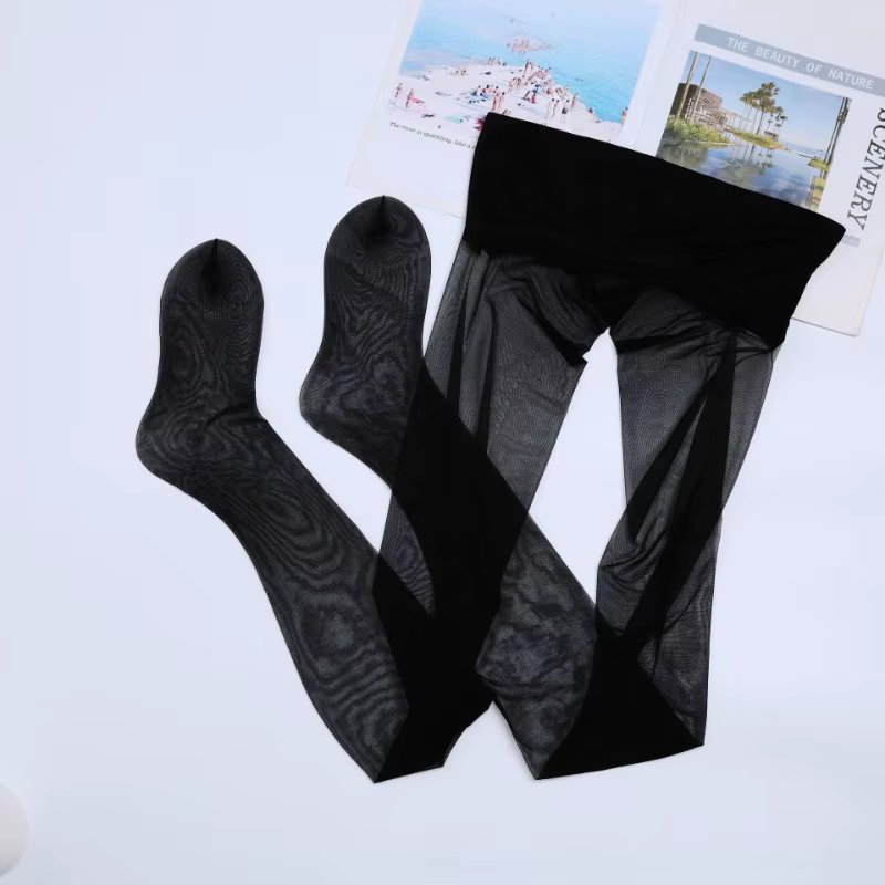 Collants Ultra-fins Sexy pour femmes, bas transparents, Shapewear, maille, taille haute, soyeux, fes