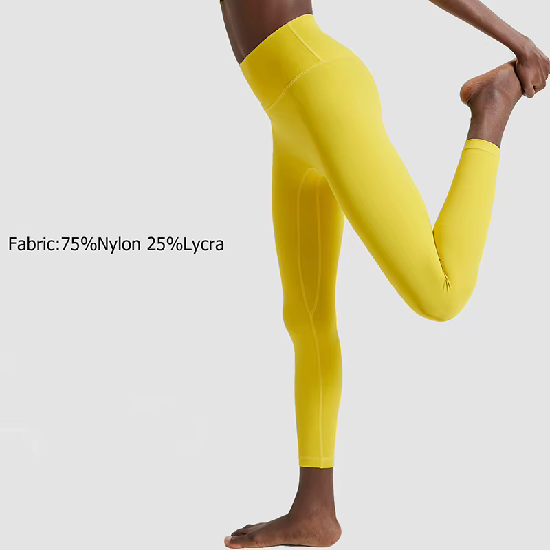 Pantalon de yoga extensible et doux pour femmes, 25 pouces, couleur unie, taille haute, leggings de 