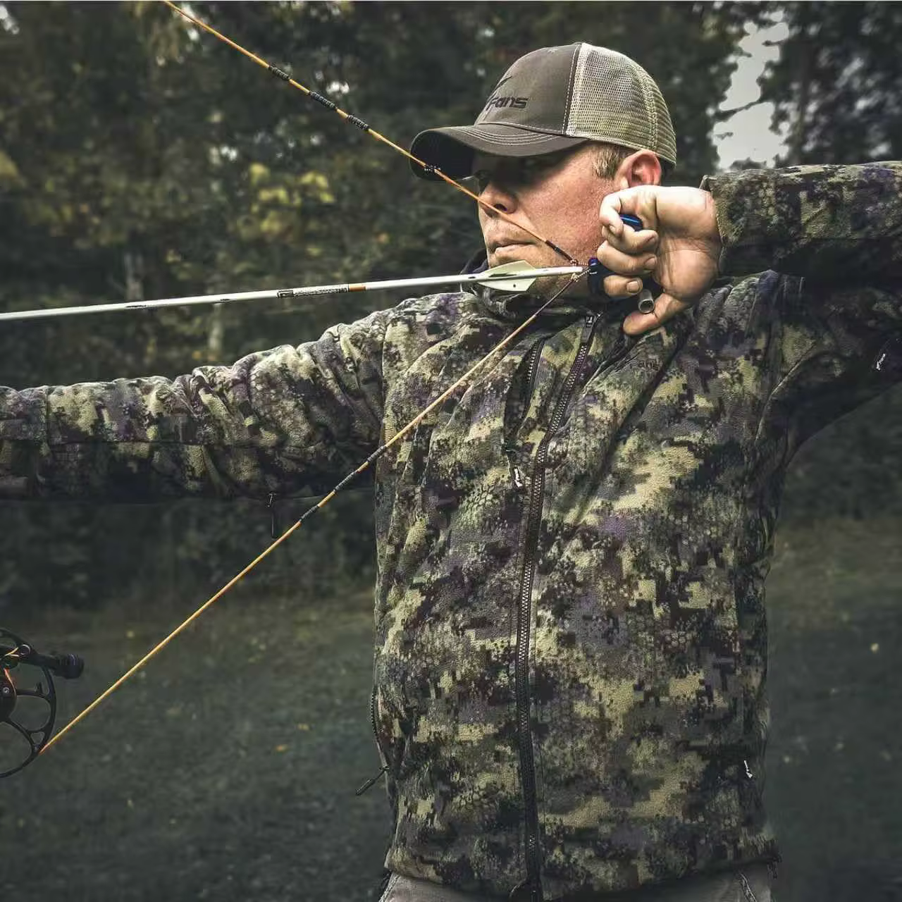 8 Fans Veste camouflage de chasse pour hommes – Manteau léger respirant 100 % polyester avec capuche et poches détachables