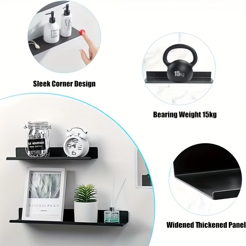 Étagère de douche Étagères de salle de bain Plateau en aluminium pour salle de bain et cuisine noir, différentes tailles Accessoires de salle de bain