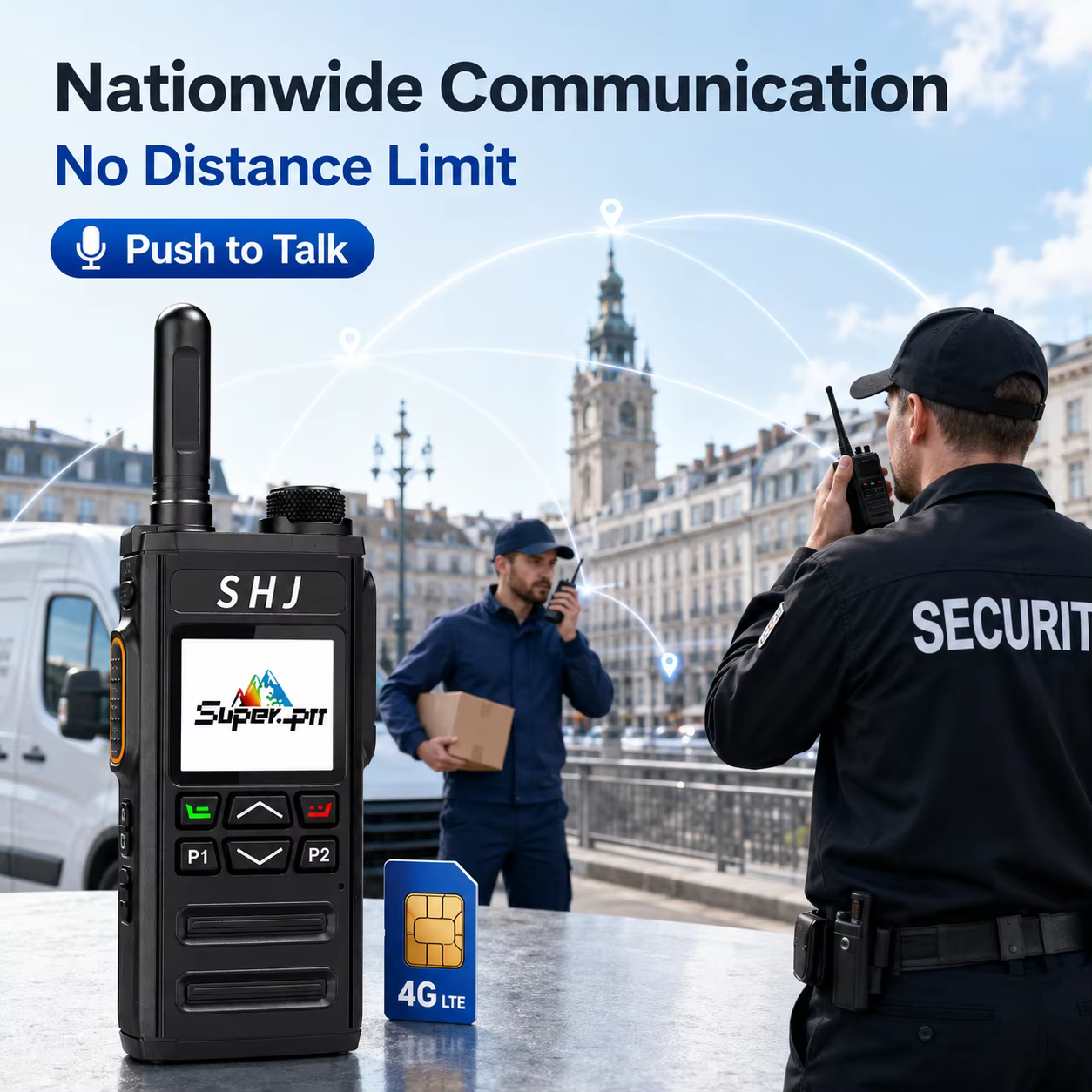 Talkie-walkie 4G LTE PTT avec carte SIM, radio Internet Super-PTT, localisation GPS, appel de groupe, sans limite de distance