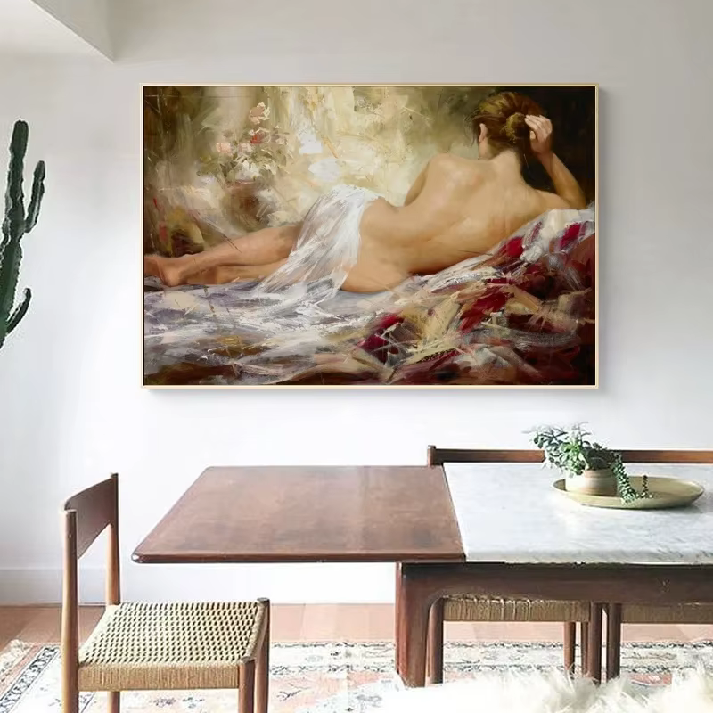 Peinture à l'huile de femme nue abstraite sur toile, affiches et impressions, art mural, portrait, gérer pour salon, décor à la maison, sans cadre