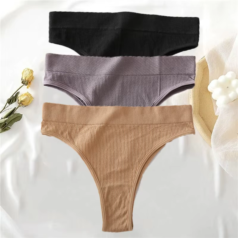 3 pièces/ensemble femmes coton culottes sans couture taille haute tongs confortable Sexy femme caleçons