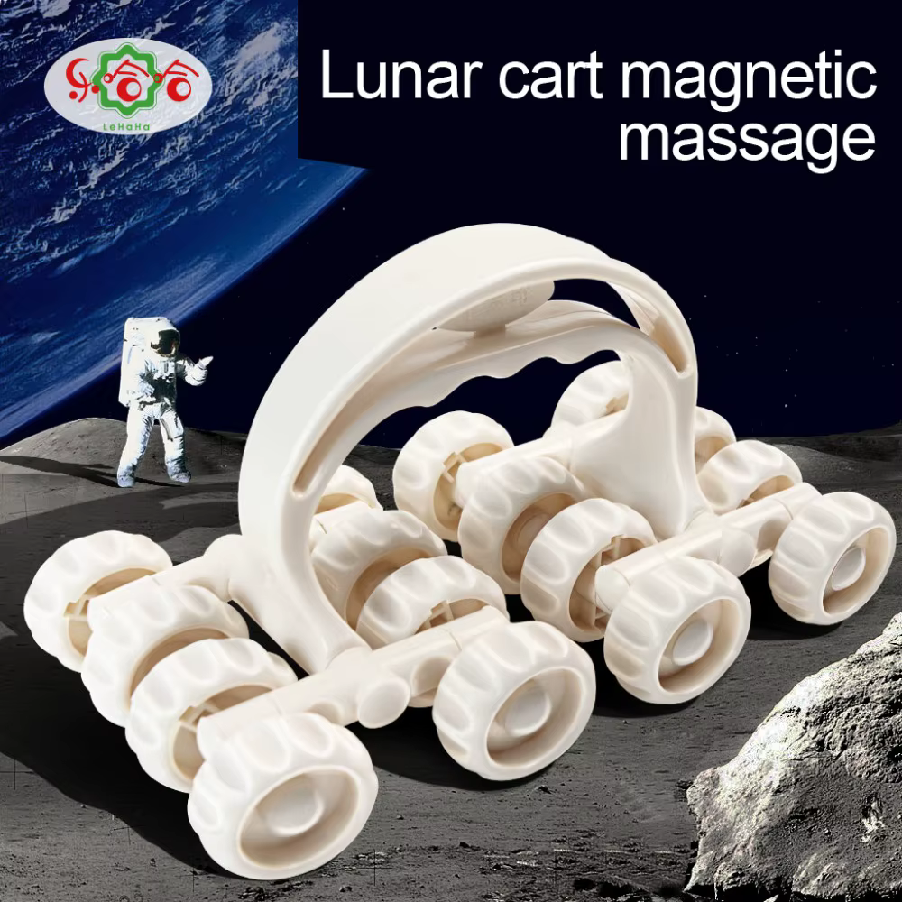Masseur à rouleaux à seize roues, instrument de massage linéaire universel, masseur corporel à rouleaux de type véhicule spatial pour massage complet du cou