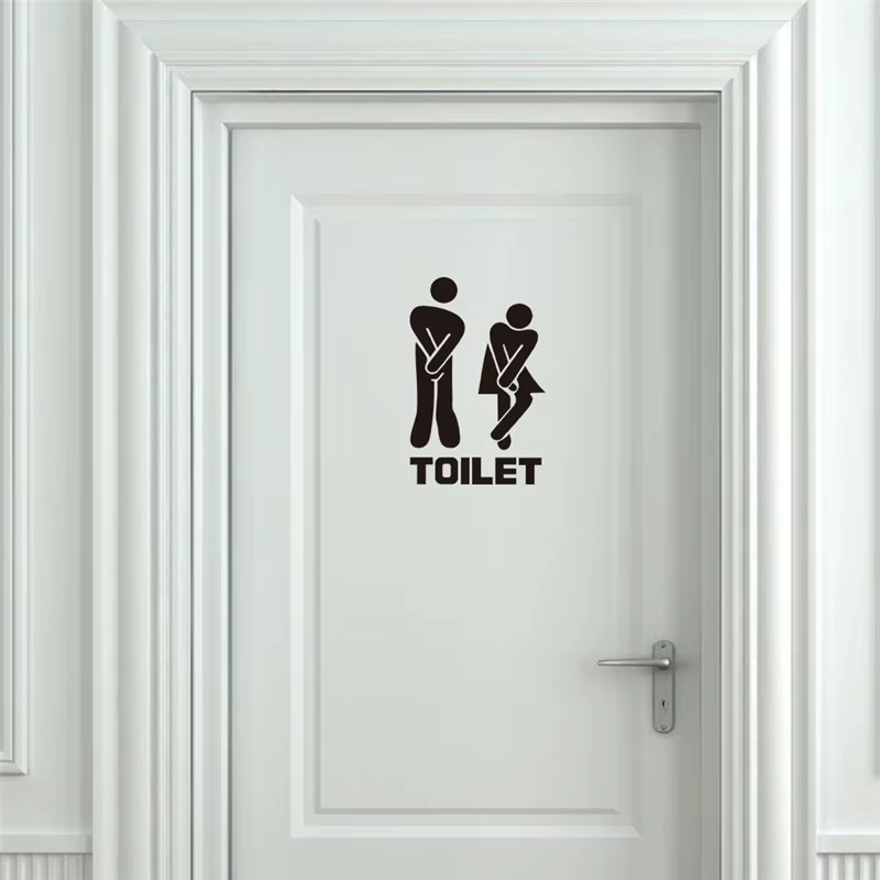 Autocollants de porte de signe d'entrée de toilette de WC, pour lieu public, décoration de la maison, autocollants muraux à motifs créatifs, bricolage, Art Mural en vinyle drôle
