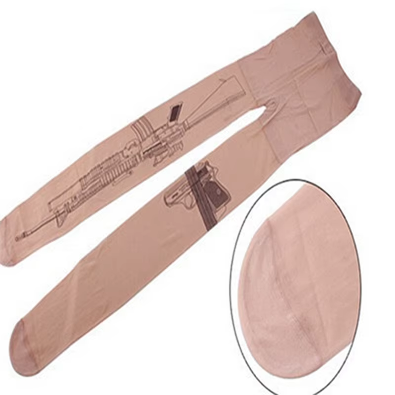 Nouveautés mitrailleuse tatouage collants transparents bas