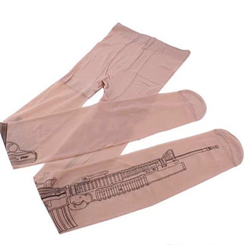 Nouveautés mitrailleuse tatouage collants transparents bas