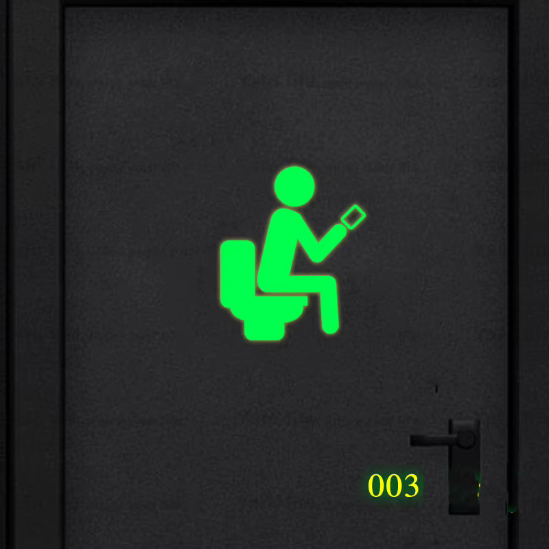 Autocollant mural lumineux pour porte de toilettes, décoration de maison, décoration de toilettes, autocollants fluorescents, qui brillent dans la nuit