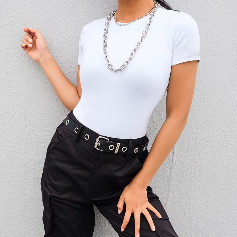 Décontracté basique noir blanc Body femmes été à manches courtes femme corps haut coton moulante combinaison barboteuse dames 2020