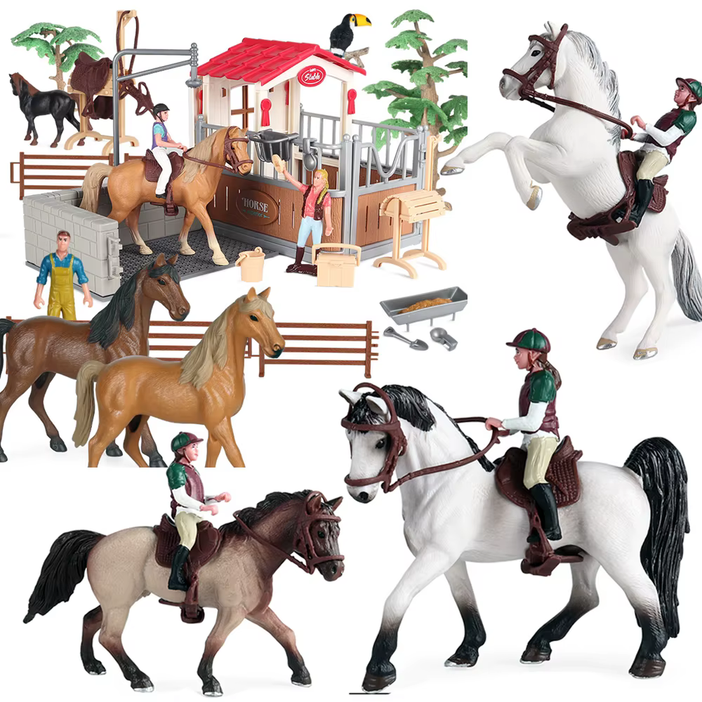 Chevalier équestre chaud cavalier animaux chevaux modèles Action & jouets Figurines Solide Appaloosa Harvard Hannover Clydesdale Gif de Noël