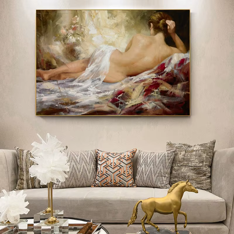 Peinture à l'huile de femme nue abstraite sur toile, affiches et impressions, art mural, portrait, gérer pour salon, décor à la maison, sans cadre