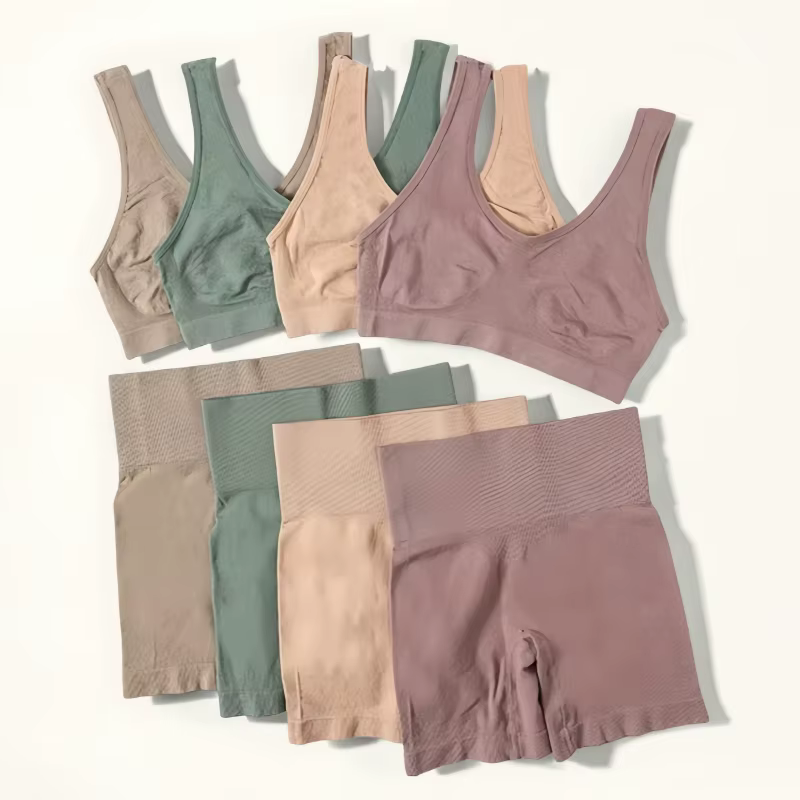 Ensemble de soutien-gorge et culotte taille haute sans couture pour femmes