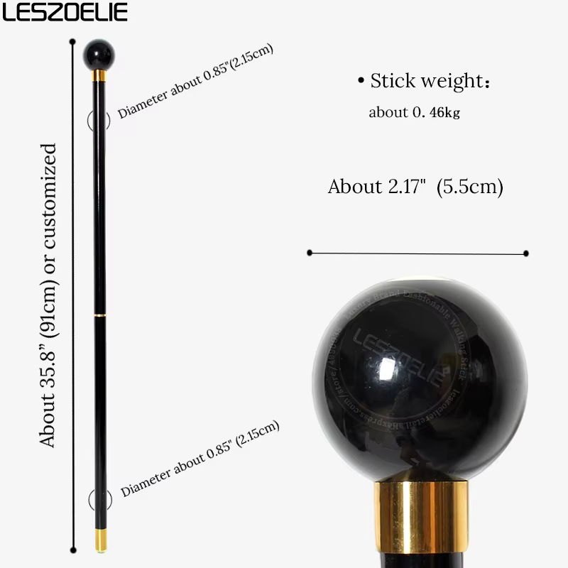 Canne de marche en bois de hêtre noir avec poignée à 8 billes, bâton détachable en 2 parties, élégant, pour hommes et femmes, usage quotidien, cosplay