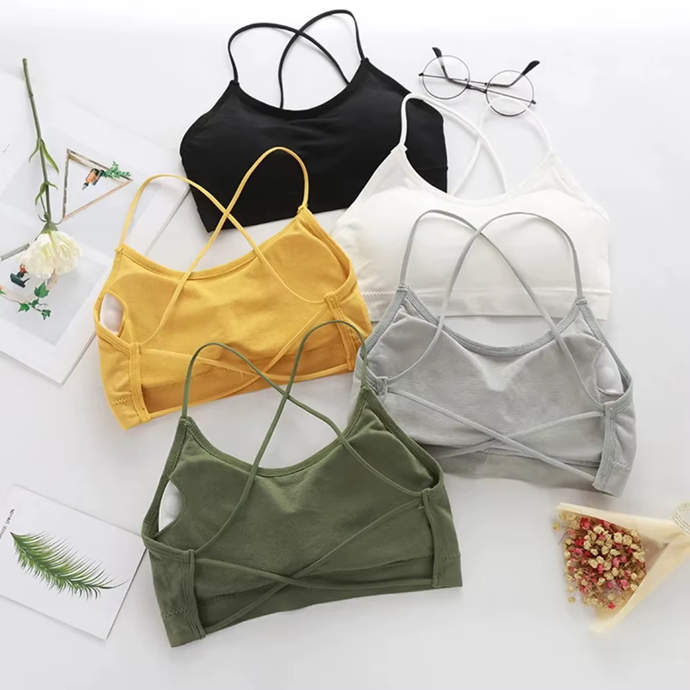 Soutien-gorge Push Up respirant à bretelles croisées pour femme