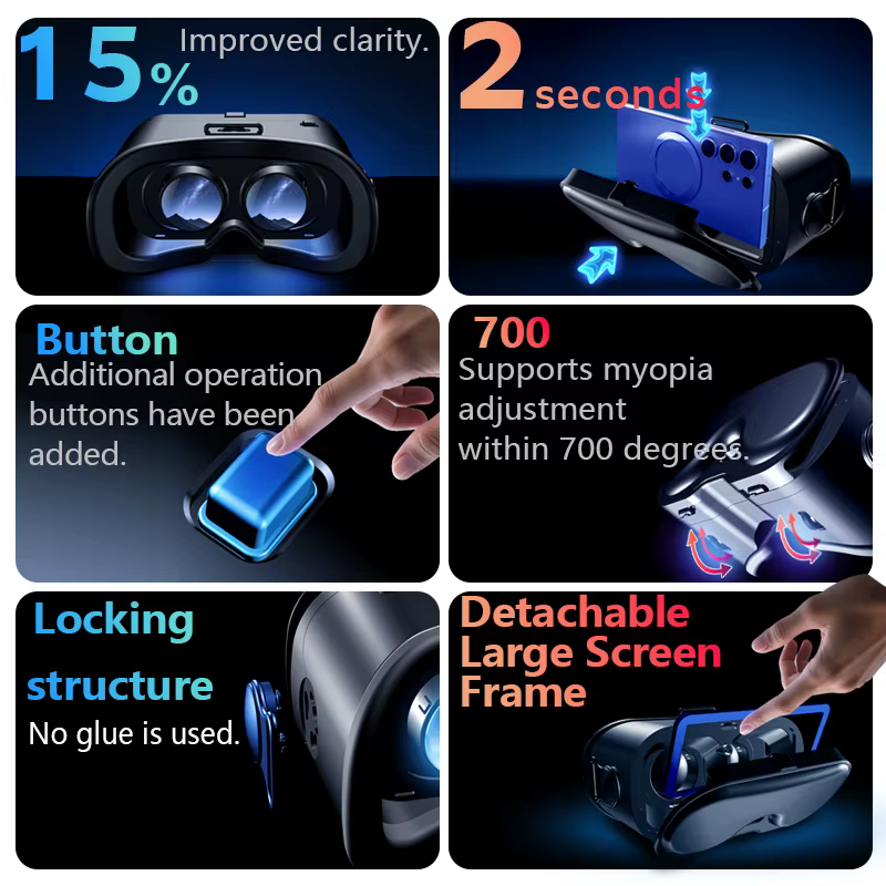 Casque de réalité virtuelle 3D VR, lunettes, dispositifs, lentilles, casque intelligent pour smartphone, téléphone portable, viseur de jeu mobile