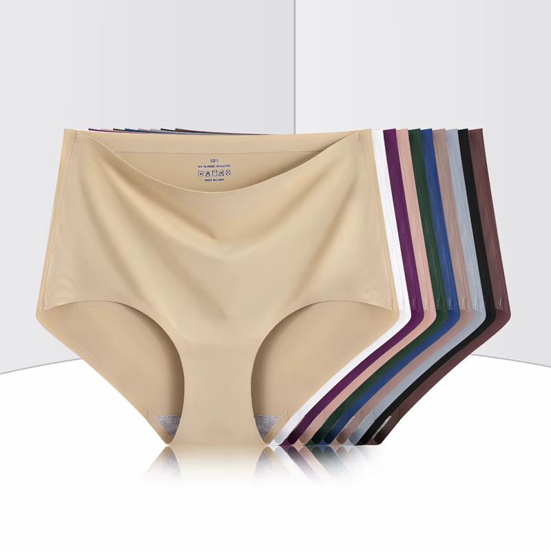 4 pièces/ensemble sans couture taille haute culottes pour femmes Sexy couleur unie