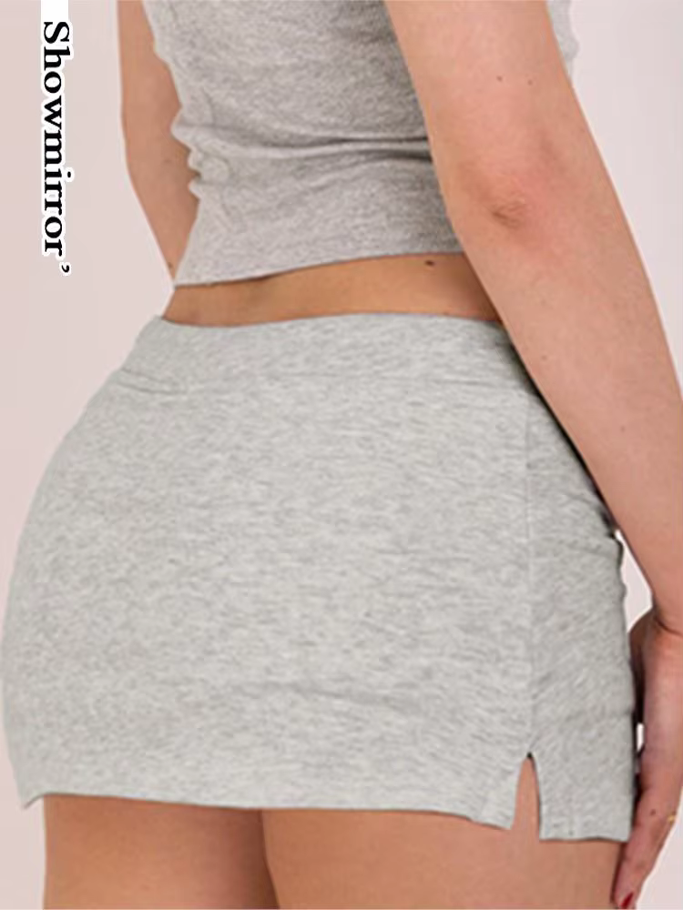 Slim solide jupes moulantes chemises mignonnes décontracté taille basse Super Mini