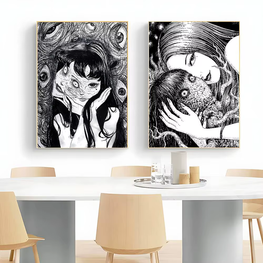 J-junji Ito t-tomies affiche rétro HD art mur collant étanche maison salon chambre décoration esthétique