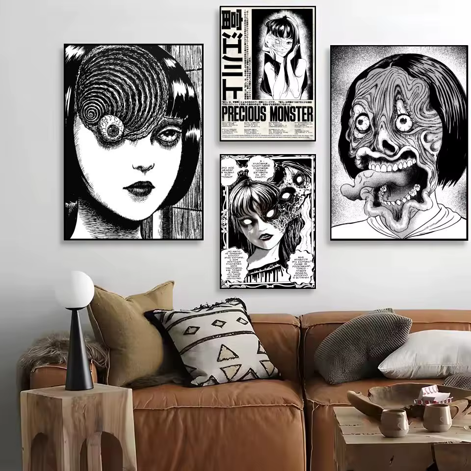 Japon classique Anime J_Junji Ito modifier affiche décorative mur Art autocollants Mural Photo impression pour la maison salon couloir décor