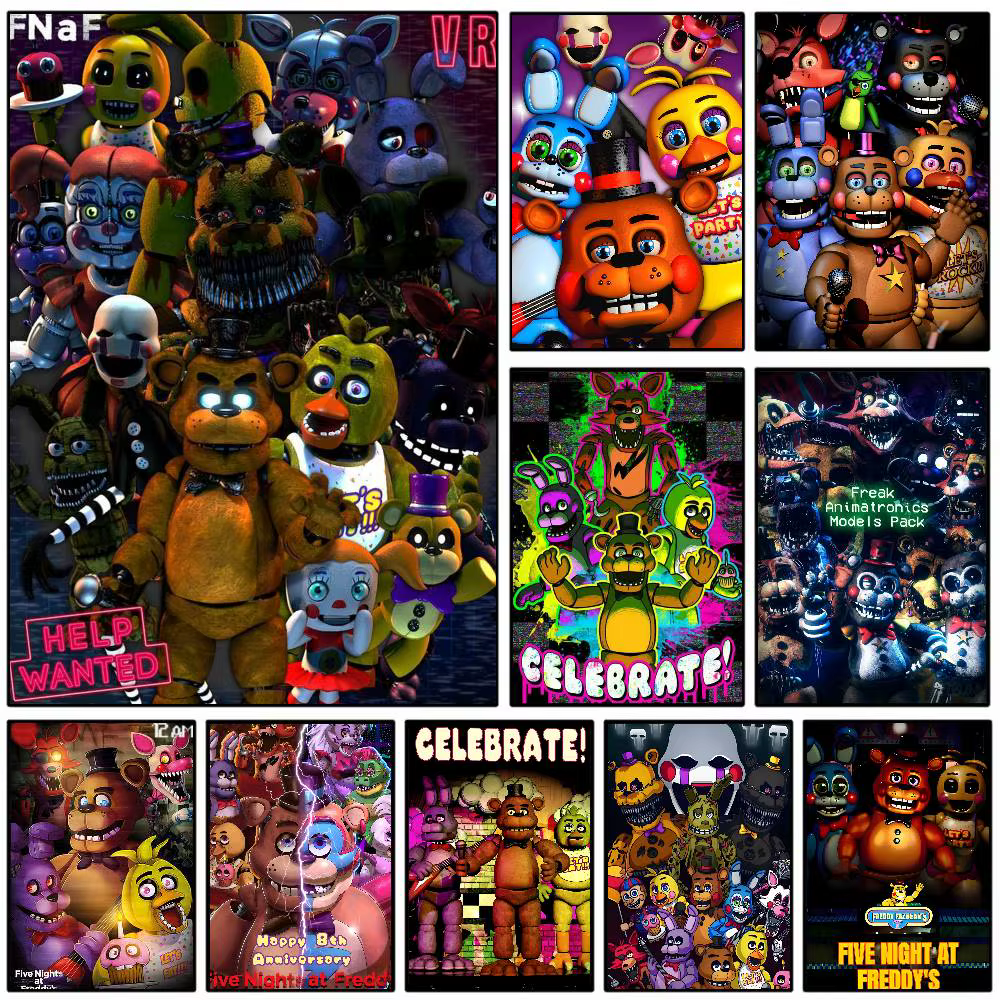 Affiche d'art Fnaf Five-nights-At-Freddys avec imprimés, décoration de maison, chambre à coucher, salon, cadeau