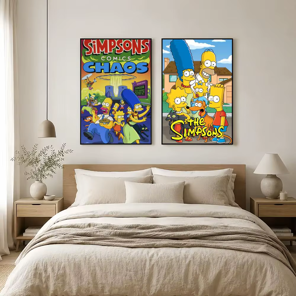 Affiche d'animation et de bande dessinée des Simpsons, art mural décoratif HD pour salon, chambre à coucher, café, décoration élégante pour la maison, cadeau