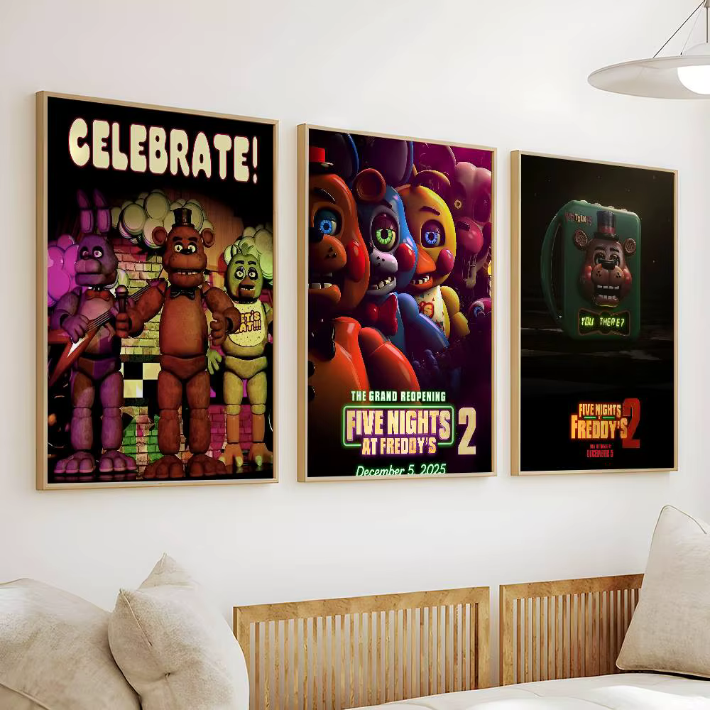 Affiche de dessin animé Fnaf Five-nights-At-Freddys 2, autocollant étanche pour décor de salle de Bar, cadeau imprimé de haute qualité