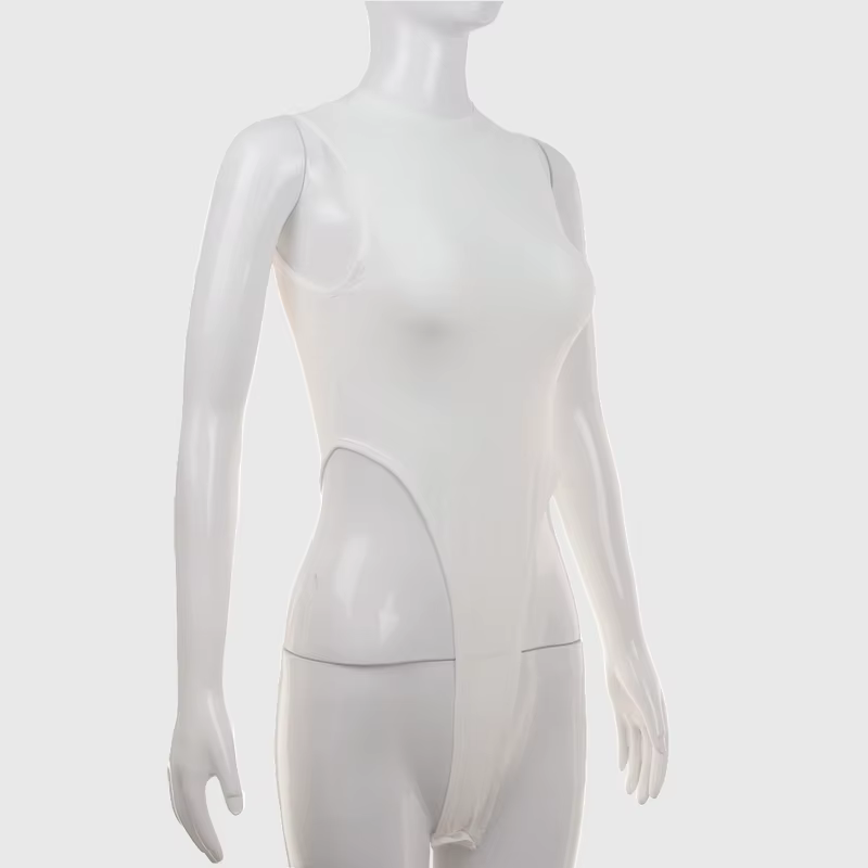 Vêtements pour femmes Midriff Costume Body sans manches mince extensible débardeur barboteuses Style Sexy flatteur pour combishorts de fête 38b