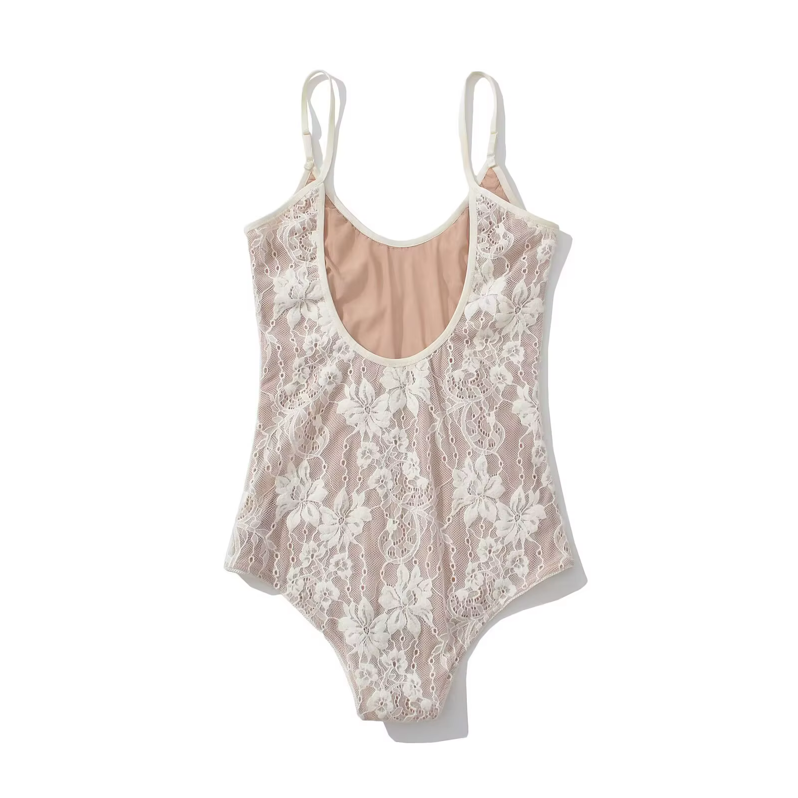 Combinaison Courte Femme Sexy Transparente en Dentelle avec Doublure