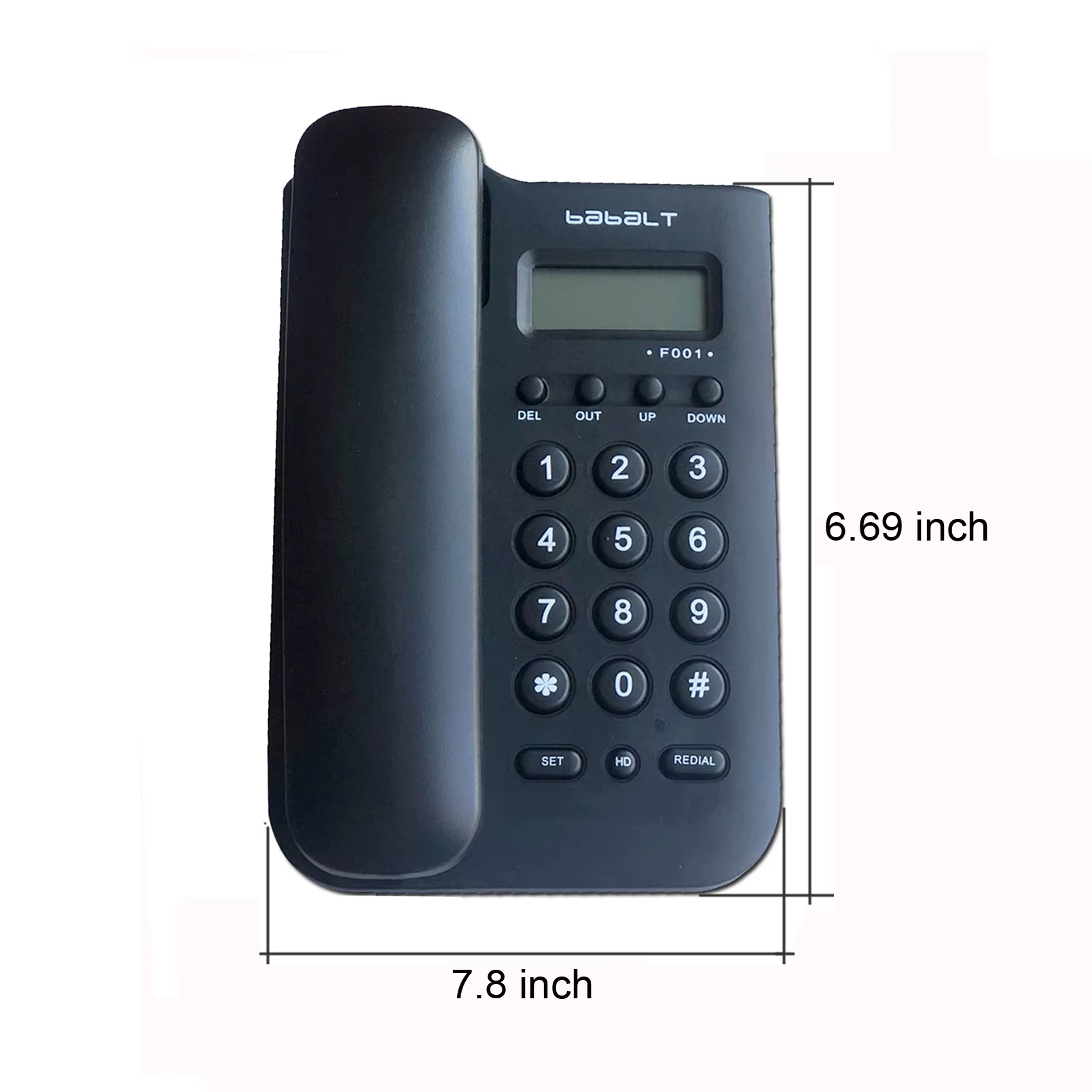 Téléphone filaire, téléphone d'identification de l'appelant noir, téléphone fixe analogique montable sur le bureau/mur de base pour la maison