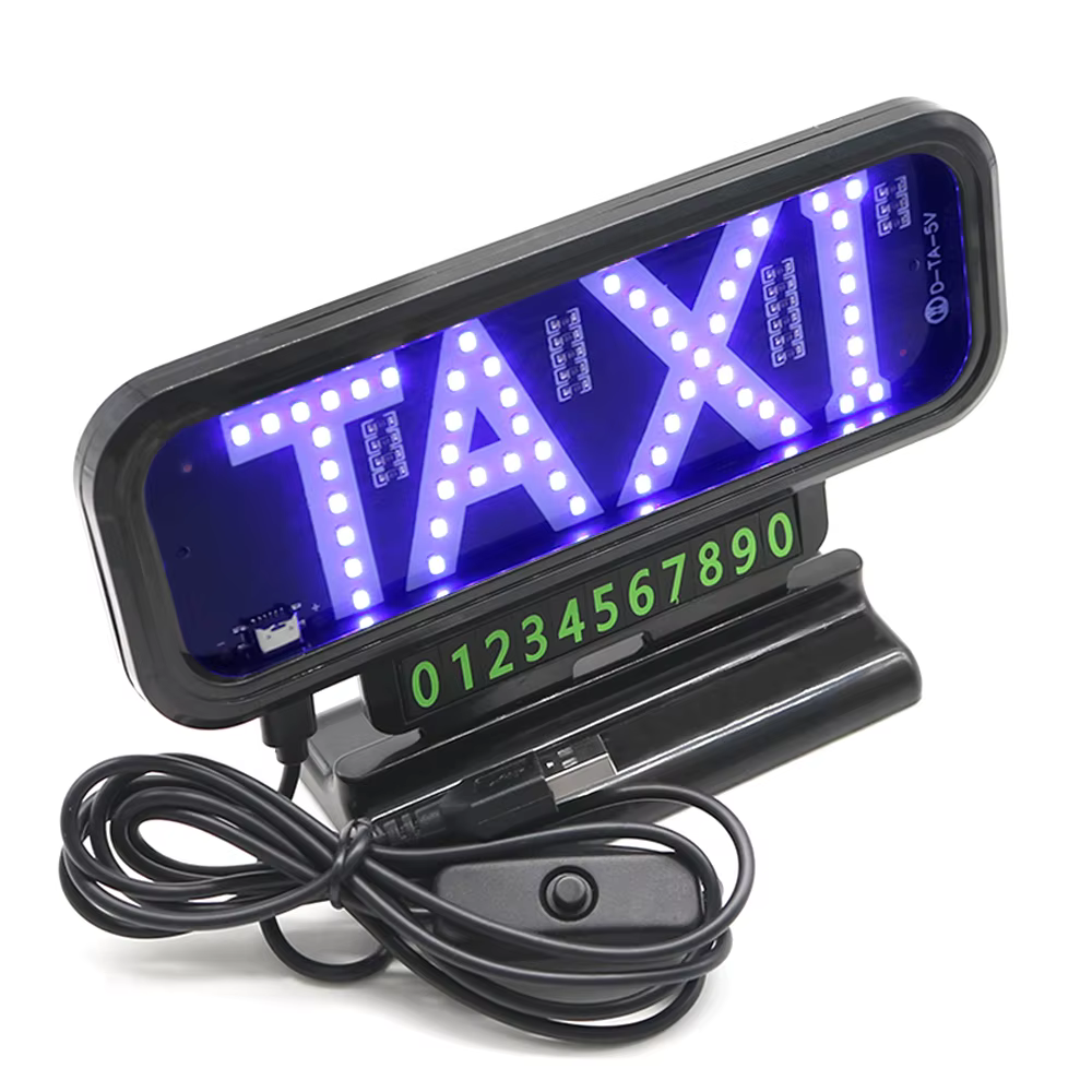 Lettres lumineuses LED pour taxi, éclairage intérieur de voiture, avec autocollant adhésif puissant, USB C, lettres lumineuses sur panneau.