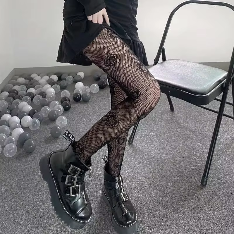 Coeur maille fille collants bas blanc résille collants femme pour femmes été Legging bas