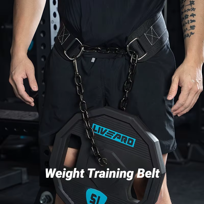 Ceinture de musculation épaisse avec chaîne pour haltères, fitness, bodybuilding, entraînement de force et tractions
